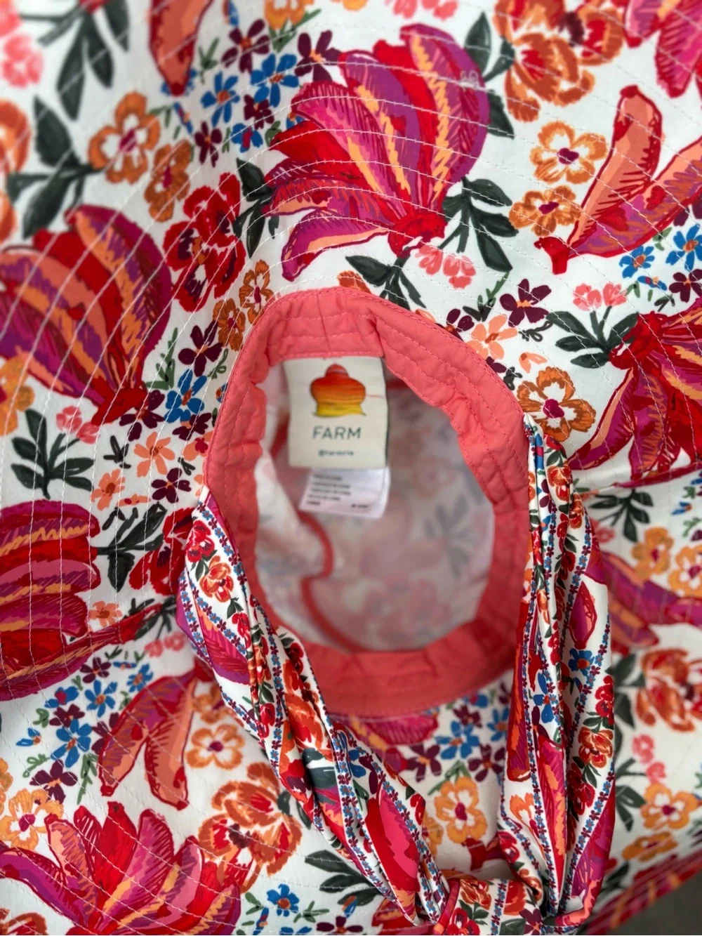 FARM Rio Floral Wide-Brim Sun Hat with tie